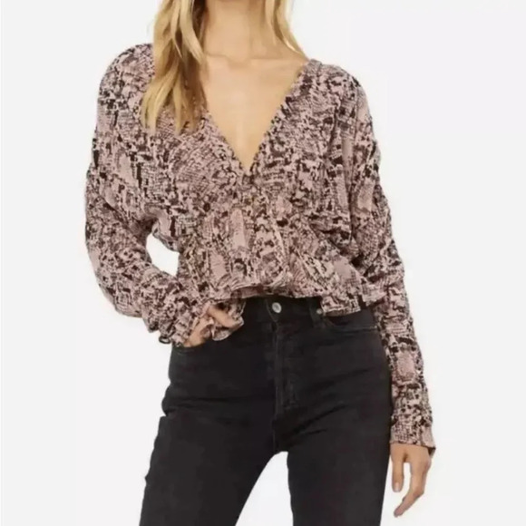 Misa Los Angeles Kesara Snake Skin Print Blouse Size S - Picture 2 of 10